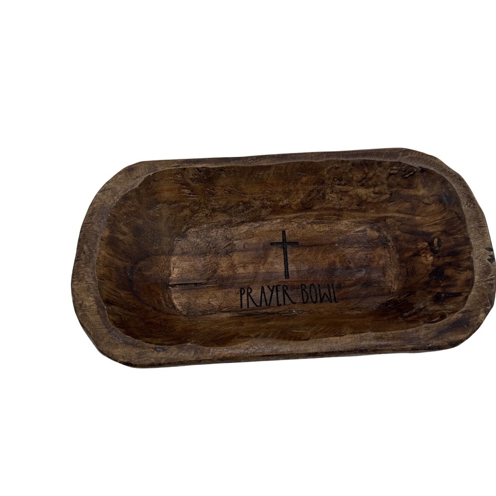 Solid Wood Small Dough Bowl Prayer Bowl 9.75" x 5.5/8" x 2.25" Hand Carved